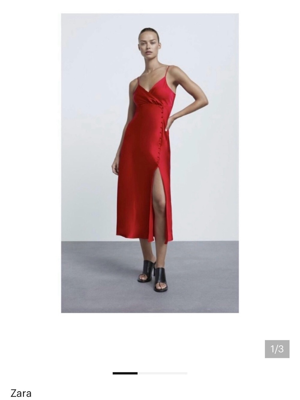 Zara Crimson Spaghetti-Strap Maxi Slip Dress